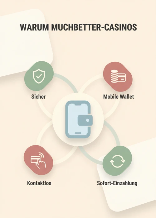 Warum Muchbetter-Casinos überzeugen: Mobile Wallet, Sofort-Einzahlung, kontaktlos und sicher.